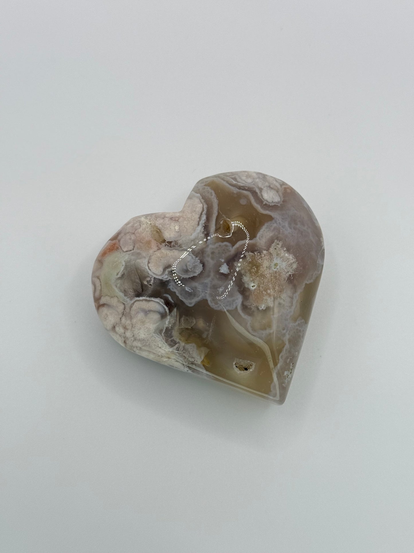 Green Flower Agate Heart