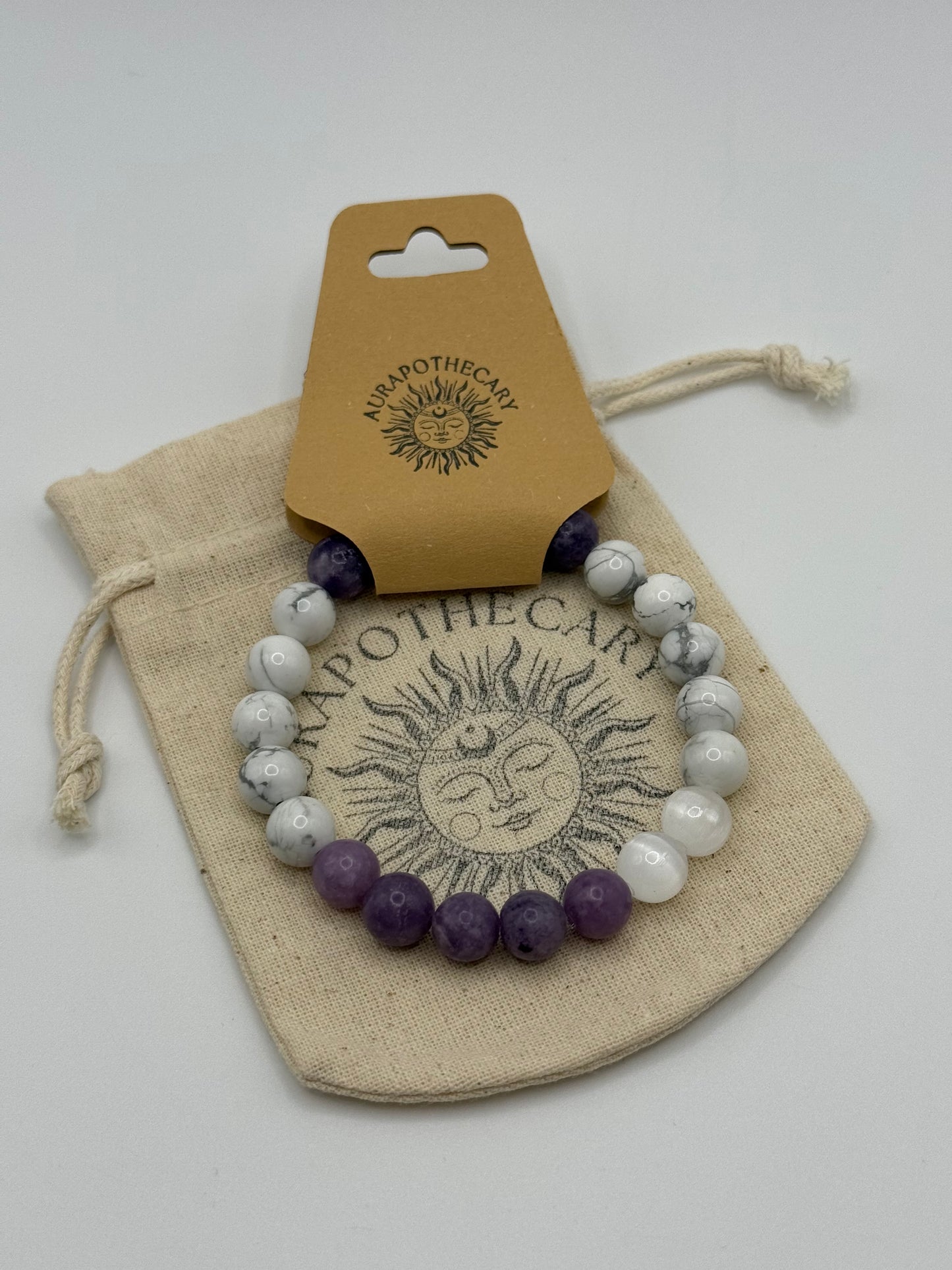 Anti-Anxiety | Lepidolite, Howlite + Selenite Bracelet