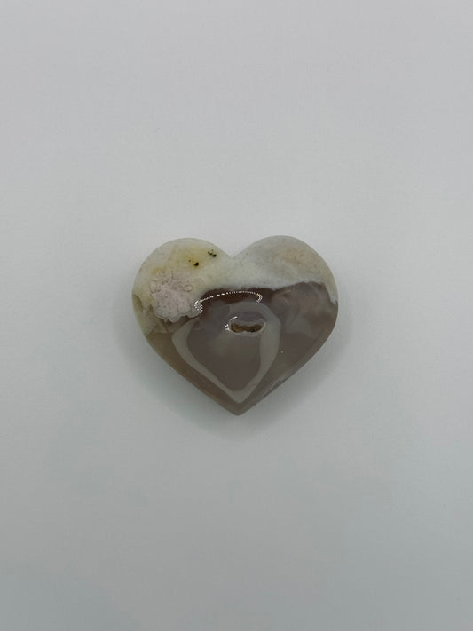 Mini Green Flower Agate Hearts