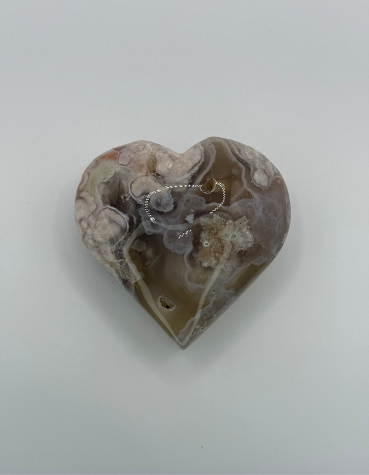 Green Flower Agate Heart