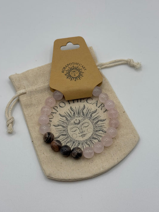 Compassion | Rose Quartz + Black Moonstone Bracelet