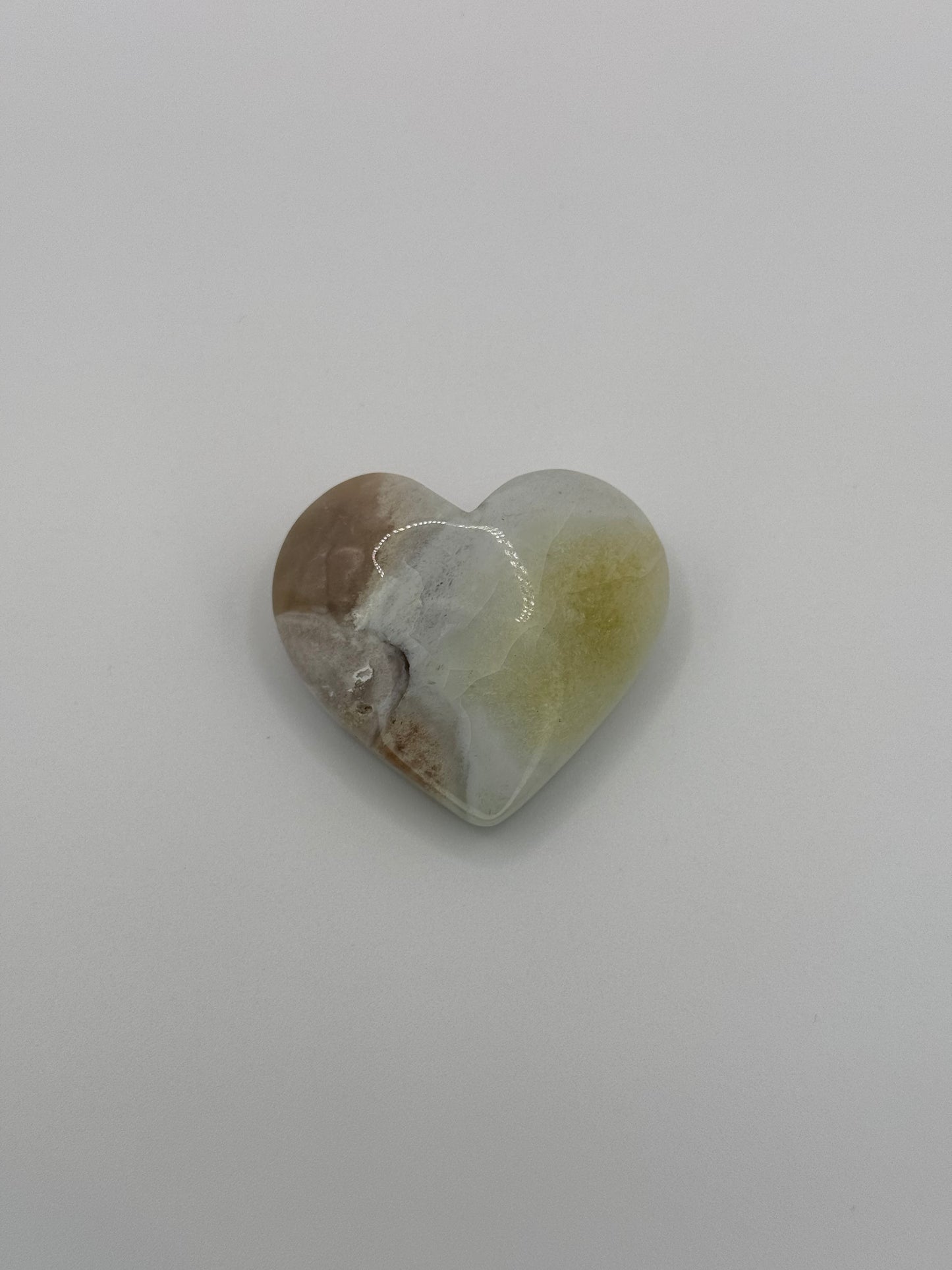 Mini Green Flower Agate Hearts
